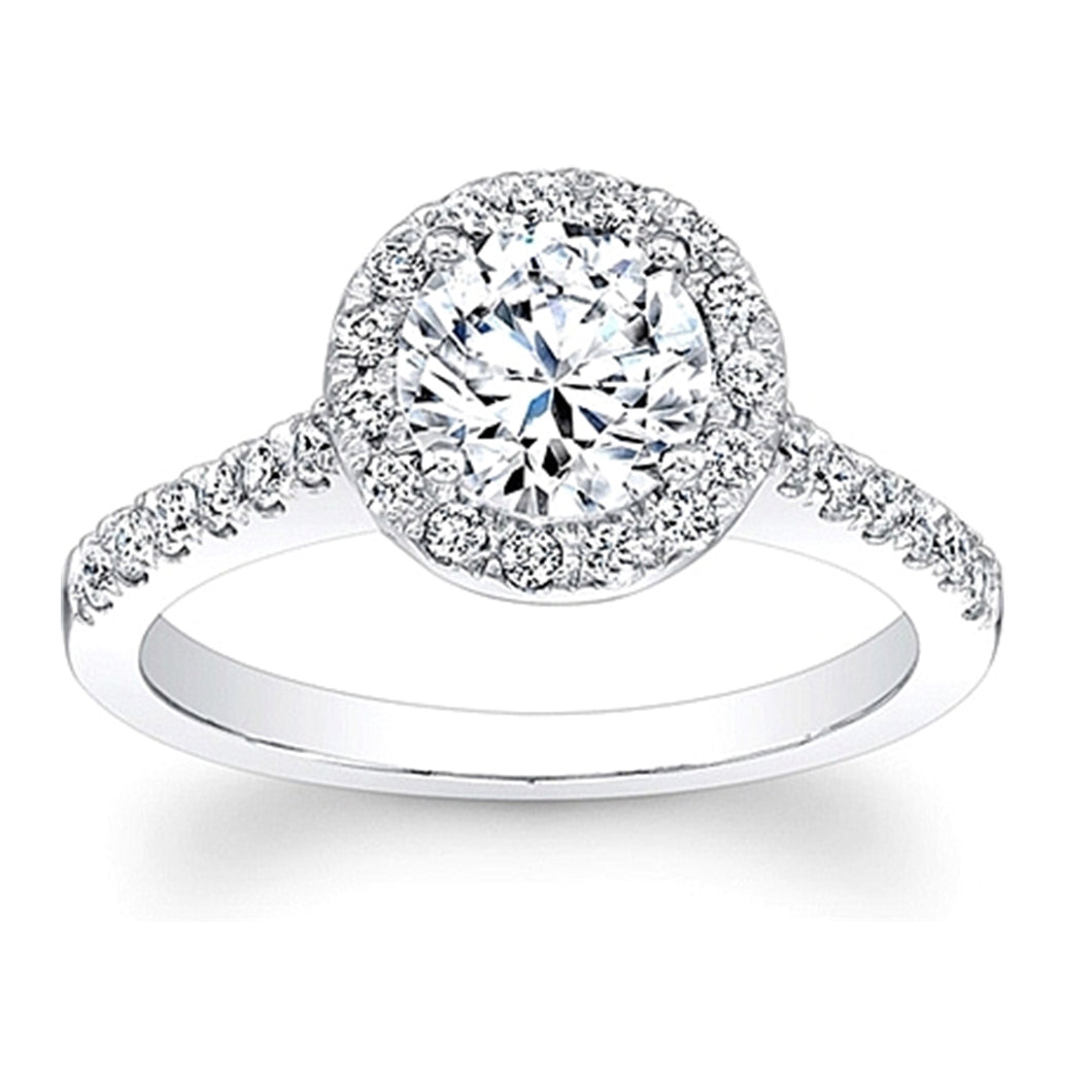 Round Pave Halo Diamond Engagement Ring