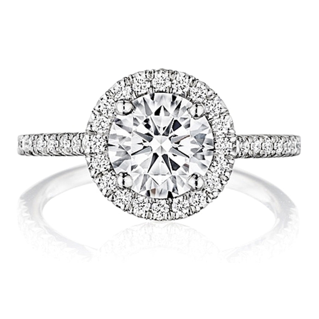 Henri Daussi Pave Halo Diamond Engagement Ring