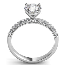 Triple Row Pave Diamond Engagement Ring