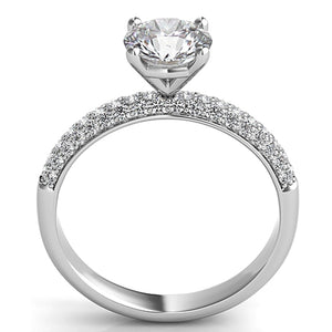 Triple Row Pave Diamond Engagement Ring