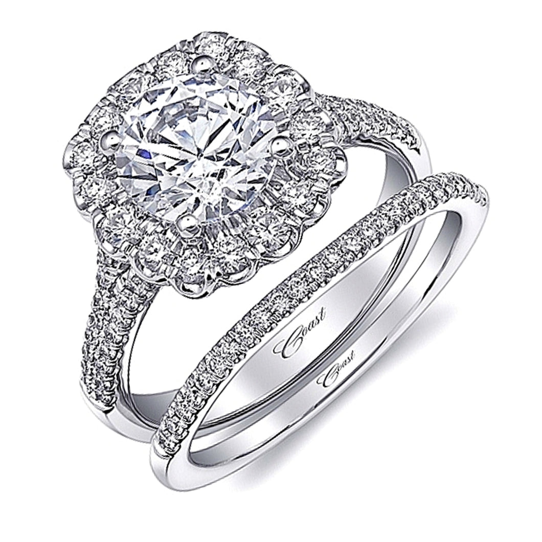 Coast Split Shank Halo Diamond Engagement Ring