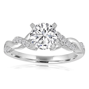 Signature Pave Twist Shank Diamond Engagement Ring