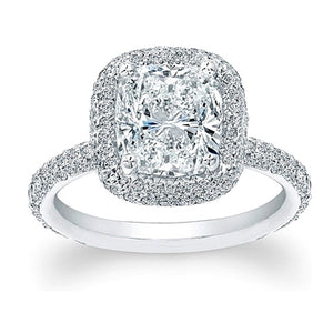 Thin Micro-pave Halo Diamond Engagement Ring