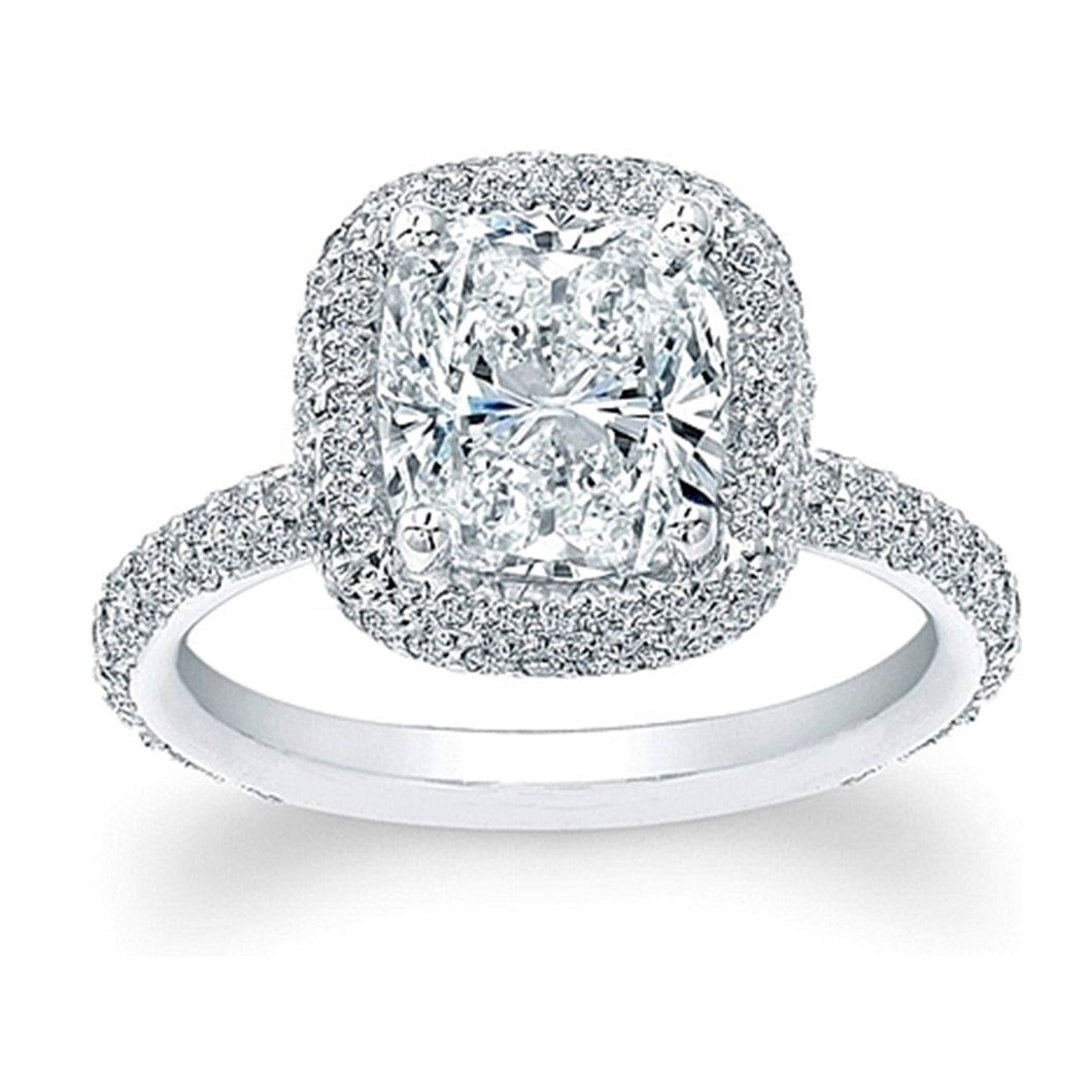 Thin Micro-pave Halo Diamond Engagement Ring