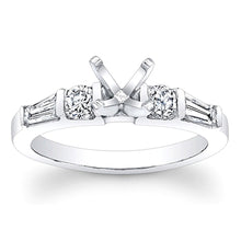 Tapered Baguette & Round Brilliant Cut Diamond Engagement Ring