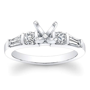 Tapered Baguette & Round Brilliant Cut Diamond Engagement Ring