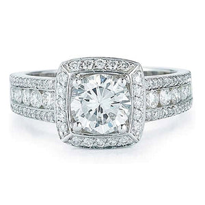 Pave & Channel Set Halo Diamond Engagement Ring
