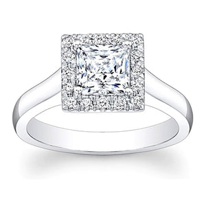 Flush Fit Pave Halo Diamond Engagement Ring