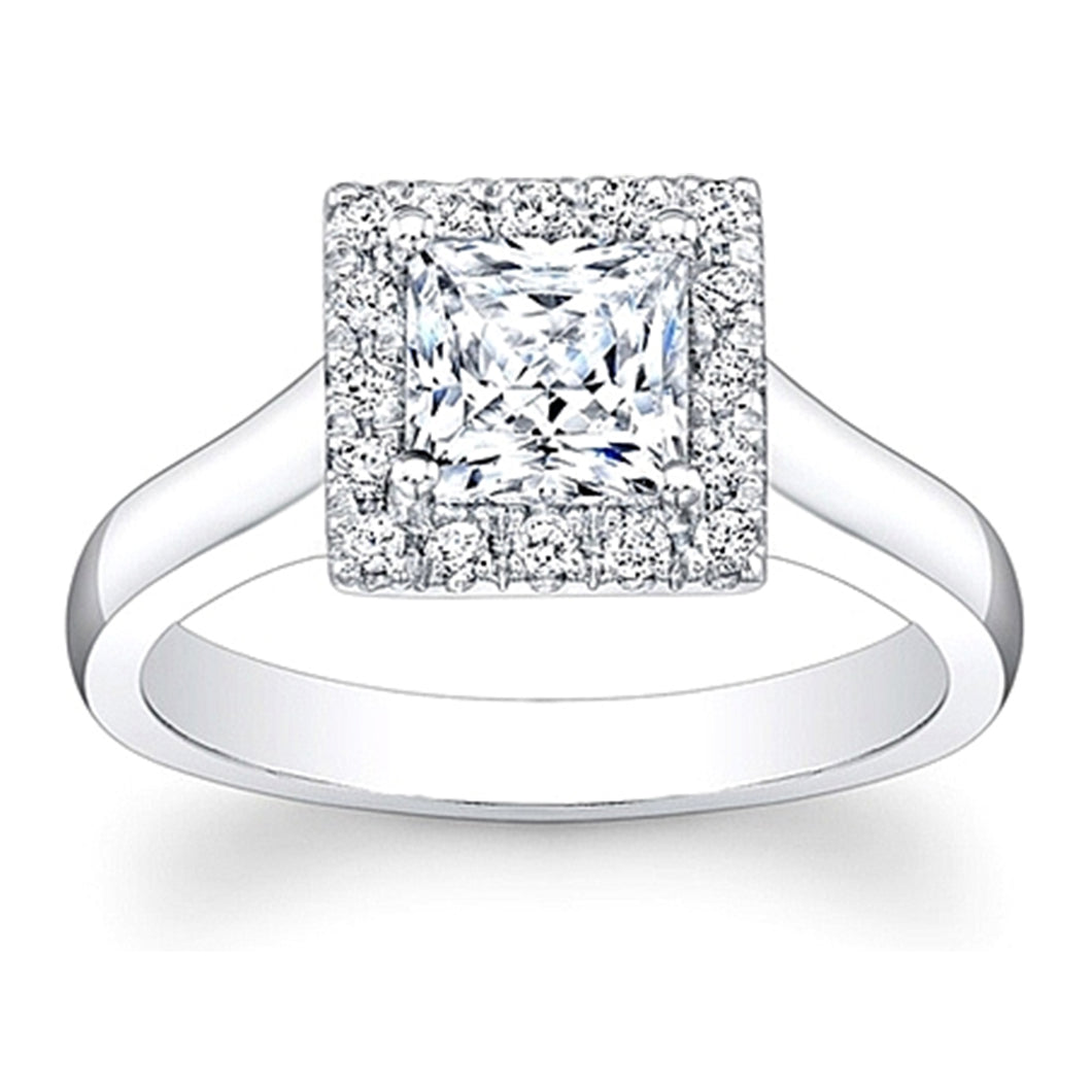 Flush Fit Pave Halo Diamond Engagement Ring
