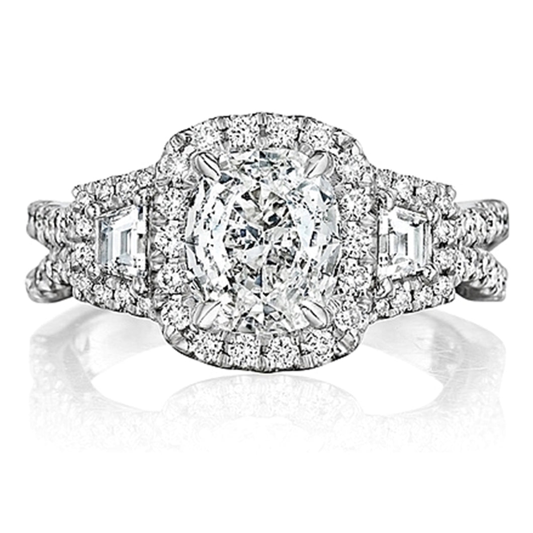 Henri Daussi Split Shank Diamond Engagement Ring