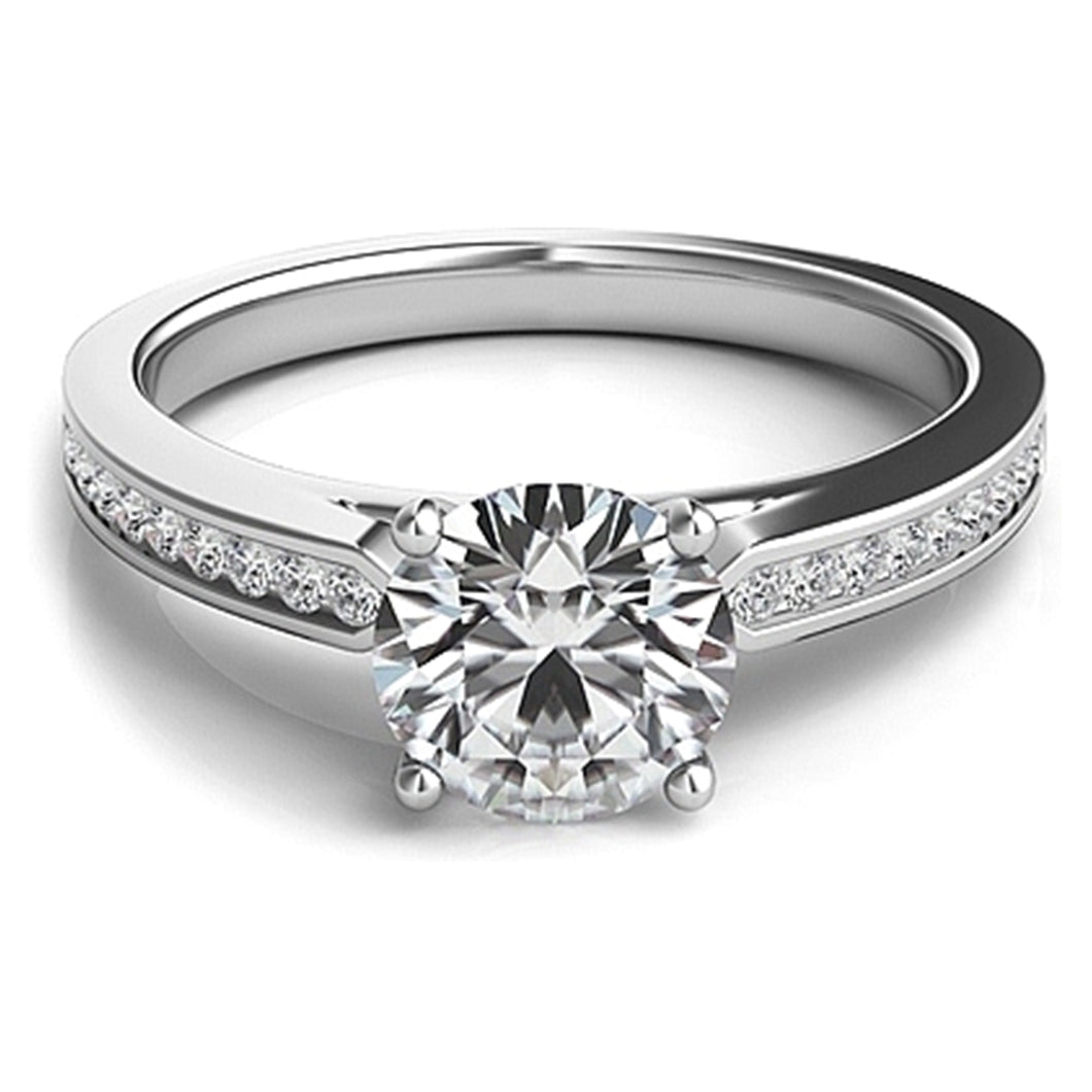 Round Brilliant Petite Channel-Set Diamond Engagement Ring
