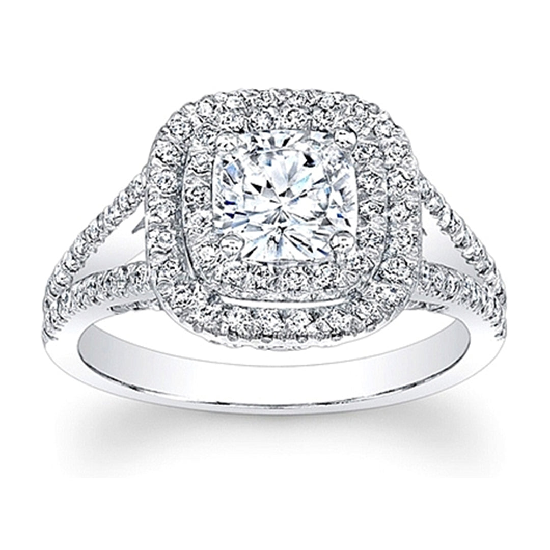 SCS1244 Double Halo Split Shank Diamond Engagement Ring –