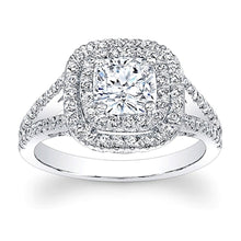 Double Halo Split Shank Diamond Engagement Ring