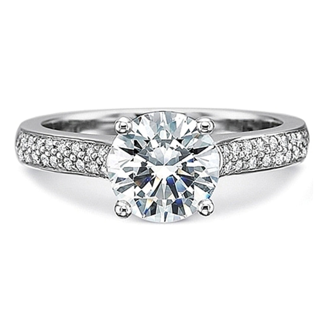 Precision Set Double Row Pave Diamond Engagement Ring