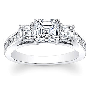 3-Stone Asscher Cut Diamond Engagement Ring