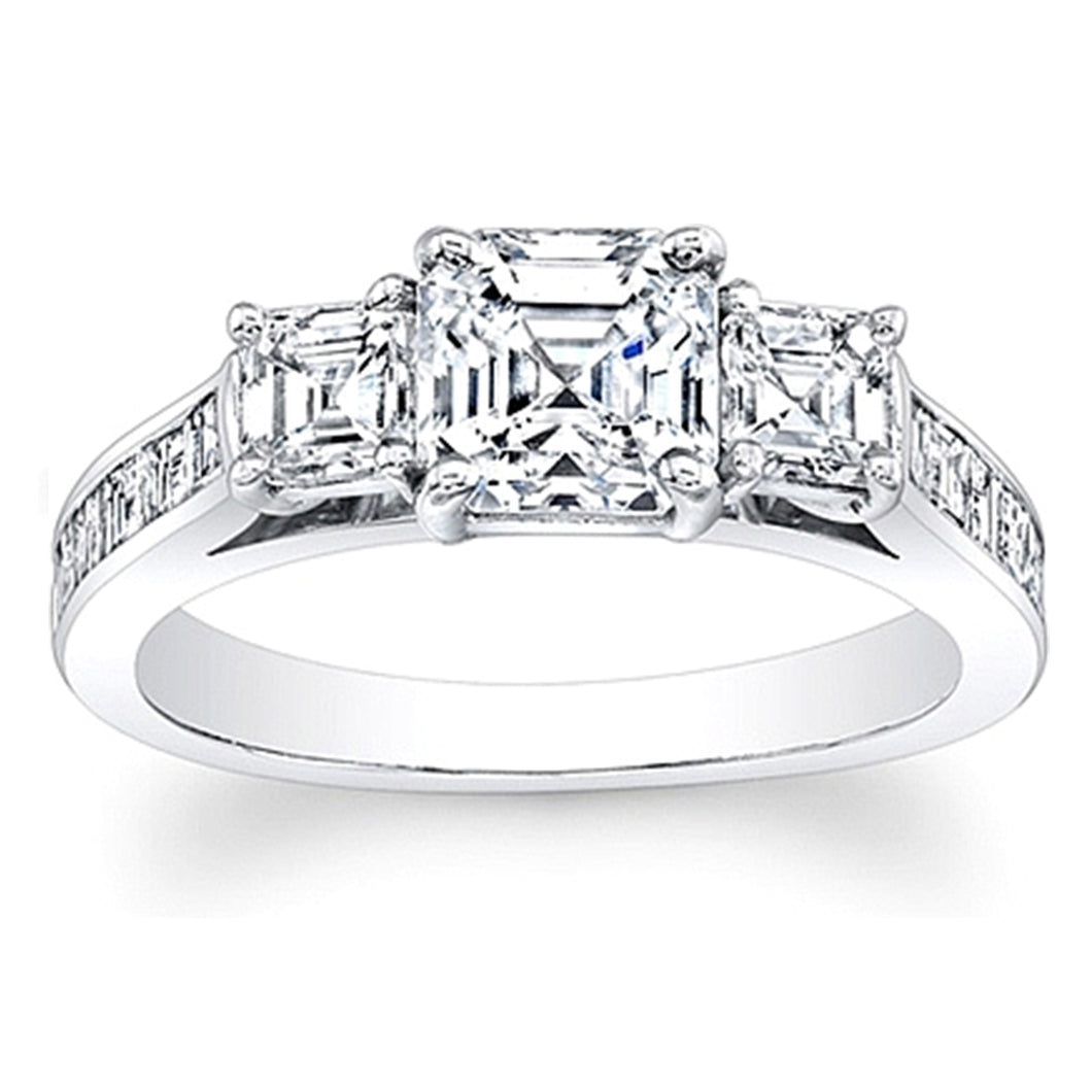 3-Stone Asscher Cut Diamond Engagement Ring