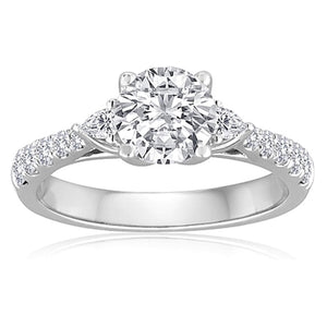 Signature Pave Three Stone Diamond Engagement Ring