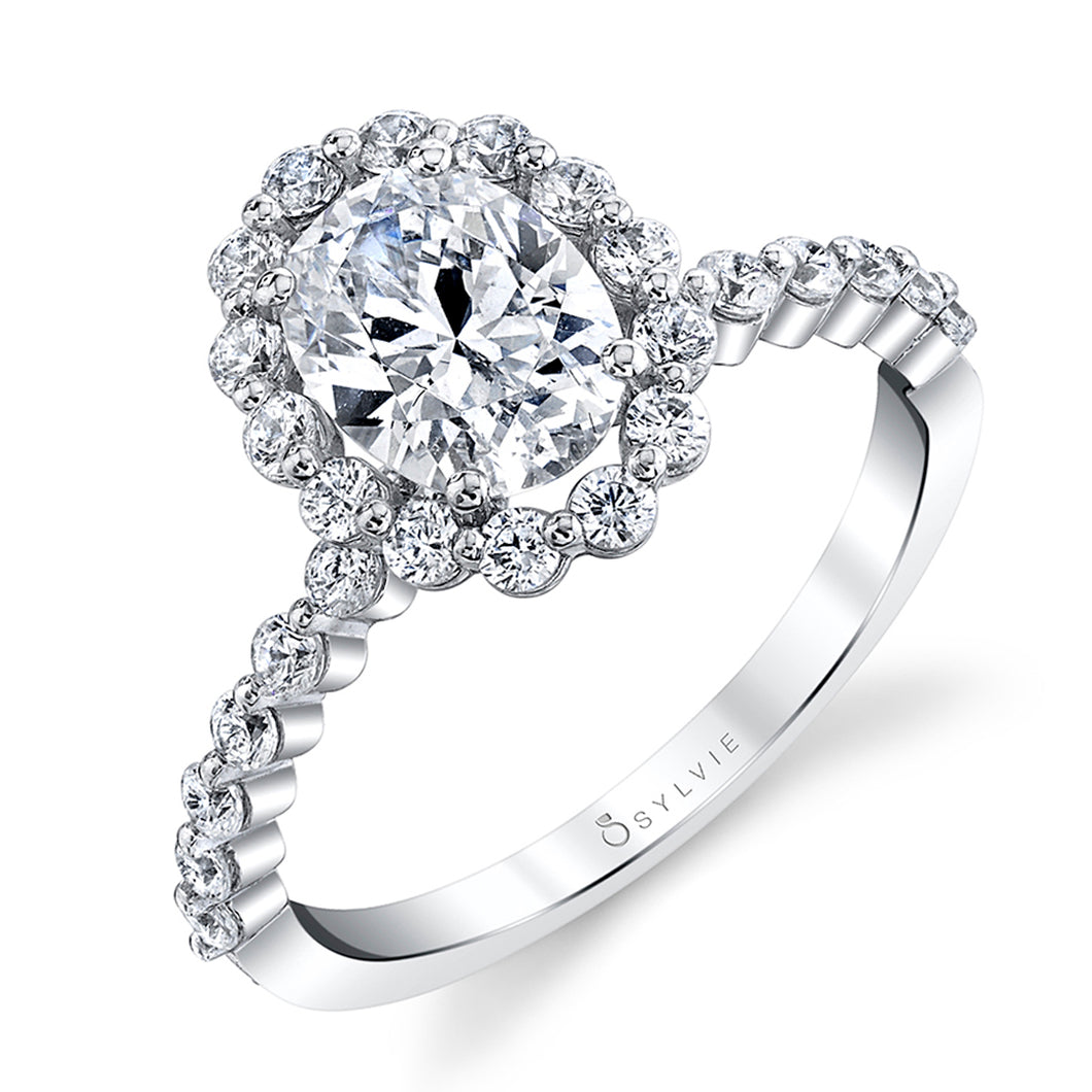 Sylvie Oval Cut Classic Halo Engagement Ring