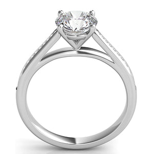 Graduated Pave-Set Diamond Engagement Ring