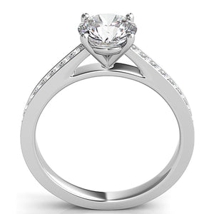 Round Brilliant Cathedral Pave Diamond Engagement Ring