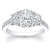 3-Stone Half Moon Diamond Engagement Ring