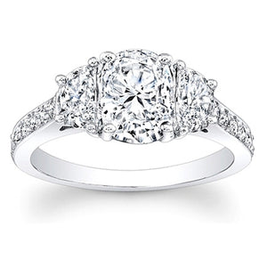 3-Stone Half Moon Diamond Engagement Ring