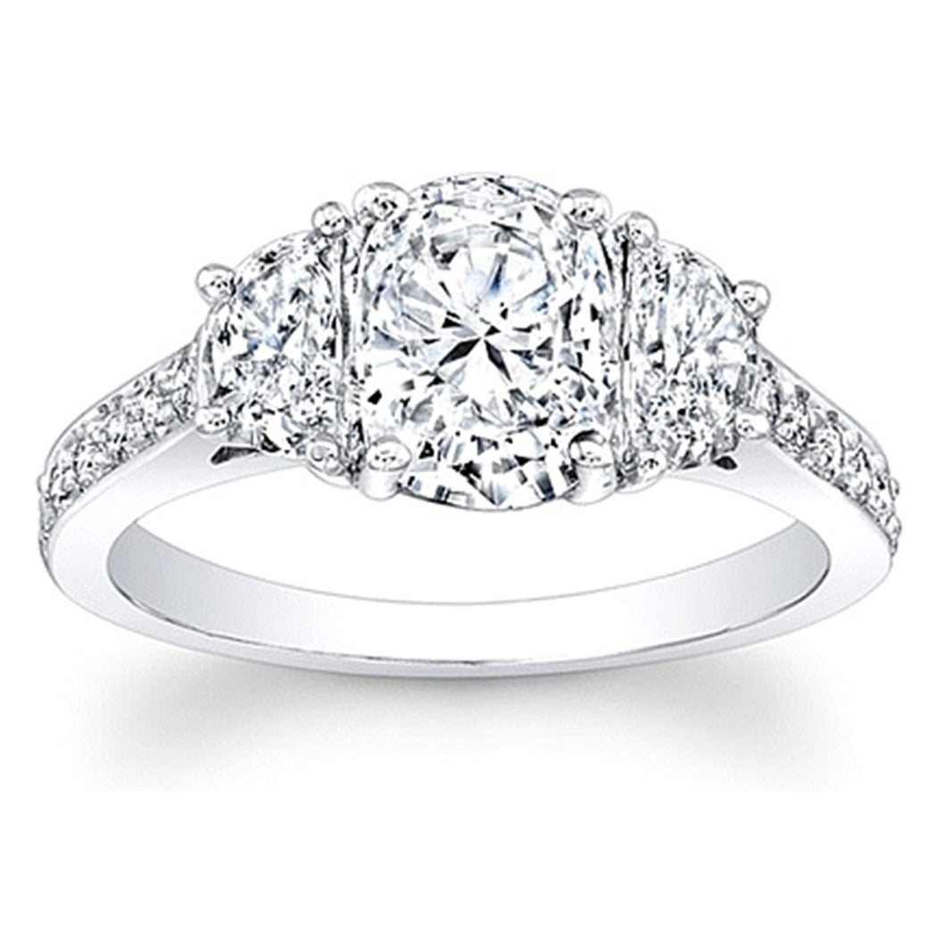 3-Stone Half Moon Diamond Engagement Ring