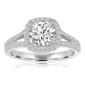 Signature Pave Split Shank Diamond Engagement Ring