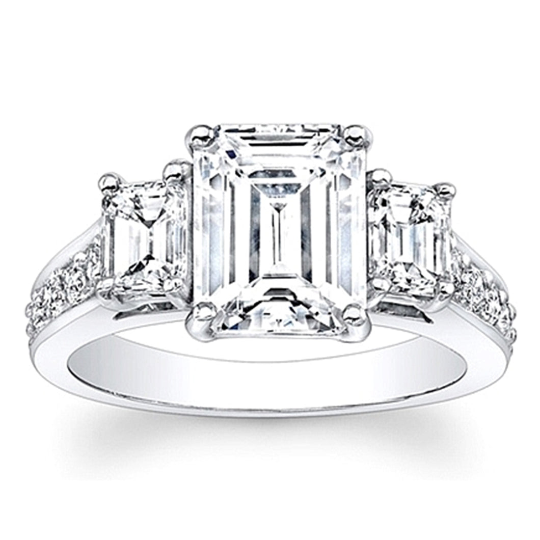 Emerald Cut 3-Stone Diamond Engagement Ring