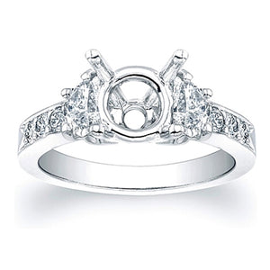 Half Moon &amp; Pave Diamond Engagement Ring- 3/4ct tw