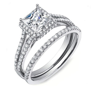 Sylvie Split Shank Halo Diamond Engagement Ring