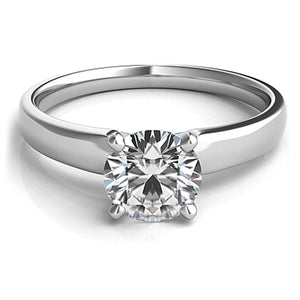 Tapered Four Prong Diamond Solitaire Engagement Ring