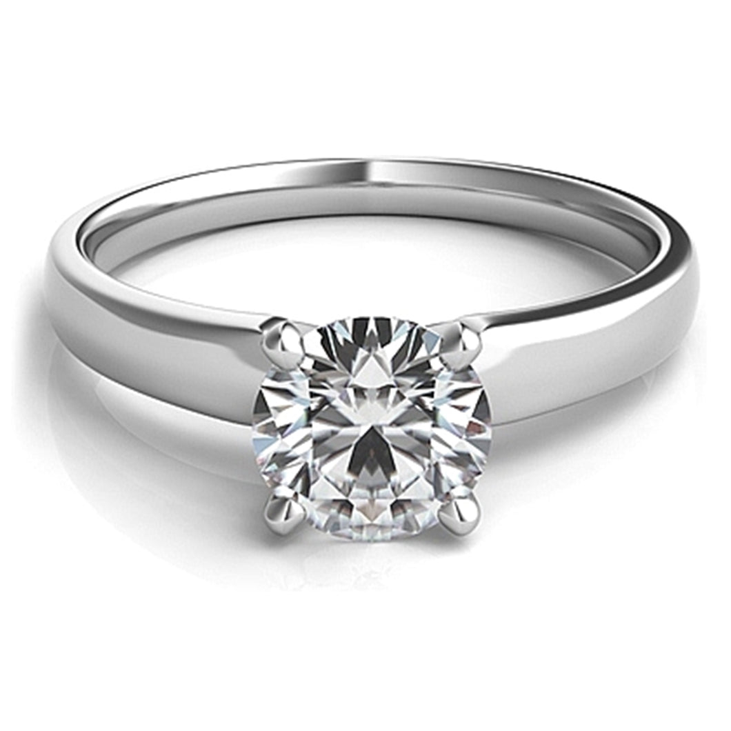 Tapered Four Prong Diamond Solitaire Engagement Ring