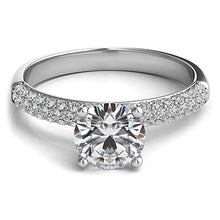 Triple Row Pave Diamond Engagement Ring