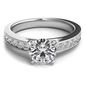 Round Brilliant Channel-Set Cathedral Diamond Engagement Ring
