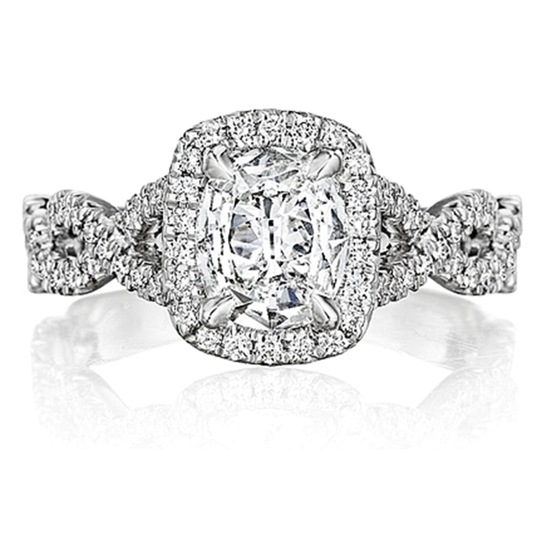 Henri Daussi Twist Shank Diamond Engagement Ring