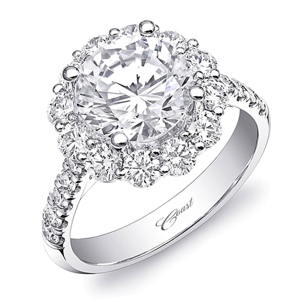 Coast Prong Set Halo Diamond Engagement Ring