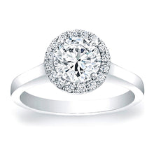 Pave Diamond Halo Solitaire Engagement Ring