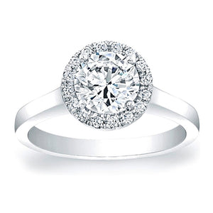 Pave Diamond Halo Solitaire Engagement Ring