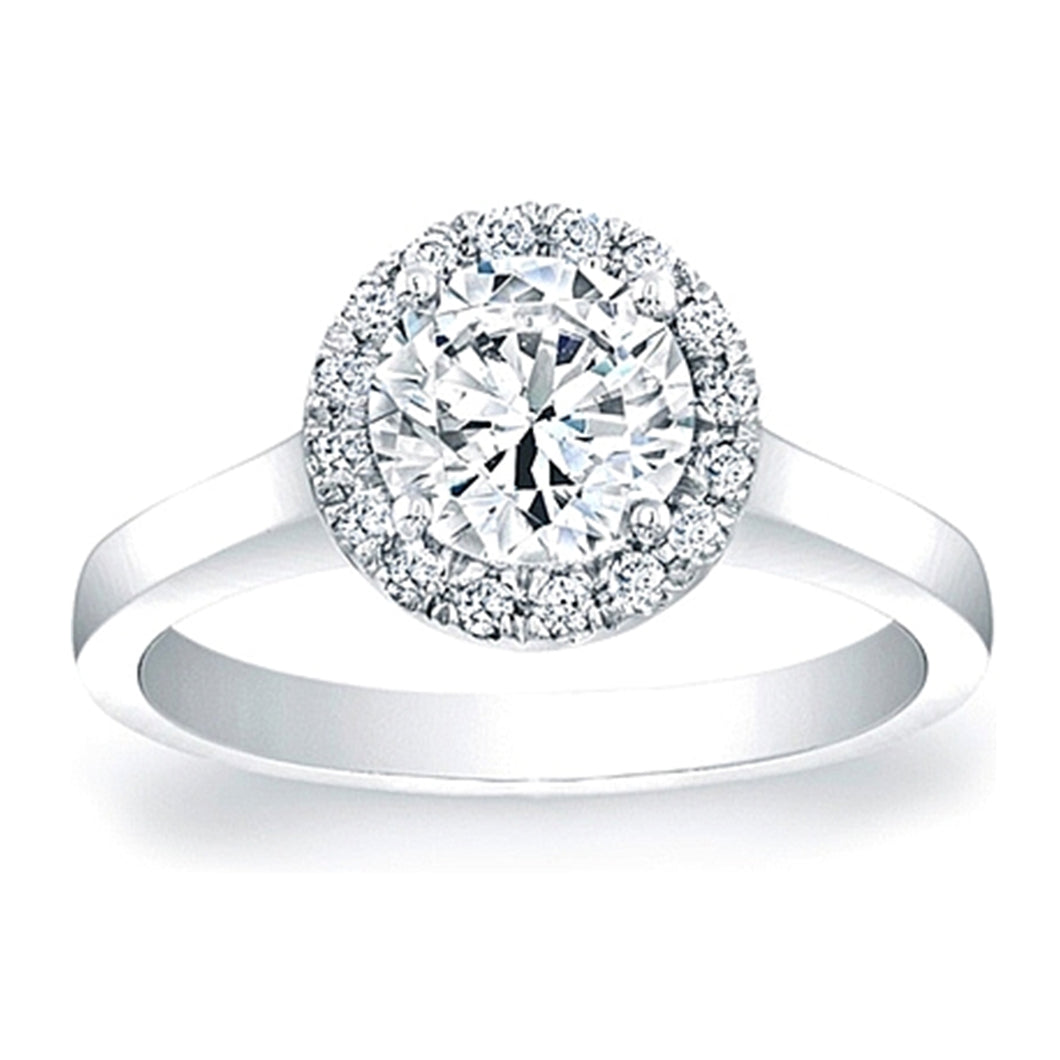 Pave Diamond Halo Solitaire Engagement Ring