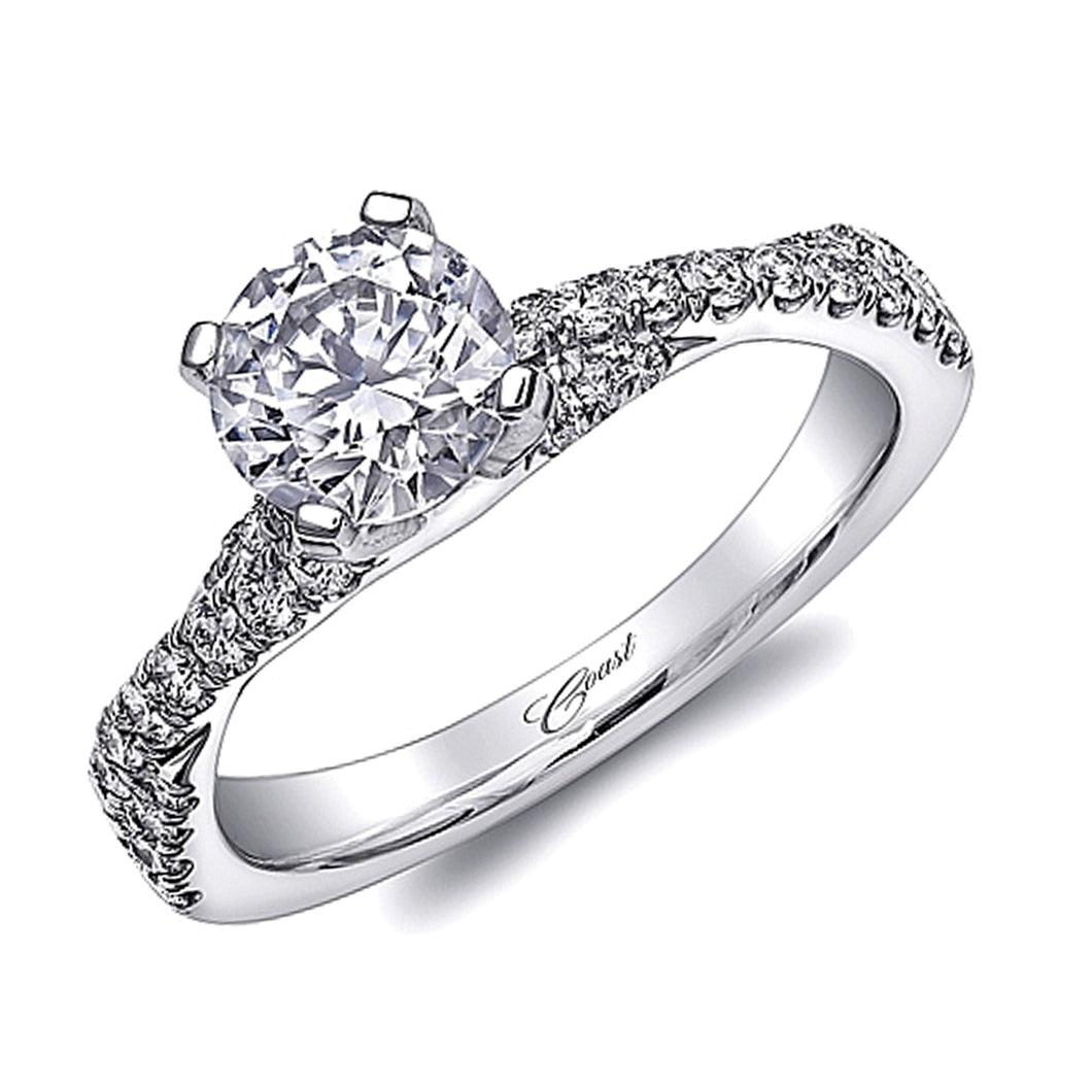 Coast Twist Shank Halo Diamond Engagement Ring