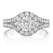 Henri Daussi Split Shank Halo Diamond Engagement Ring