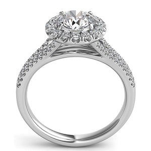 Round Halo Split Shank Diamond Engagement Ring