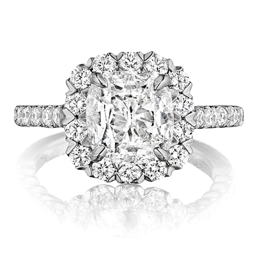 Henri Daussi Halo Diamond Engagement Ring
