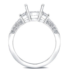 Three stone Princess Cut Engagement Ring w/ Pave Accents
