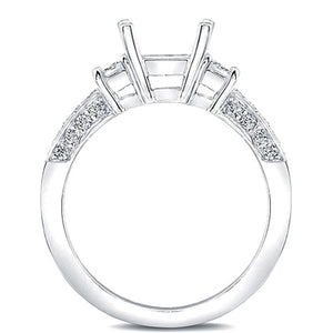 Three stone Princess Cut Engagement Ring w/ Pave Accents