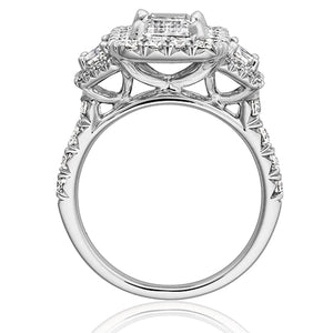 Henri Daussi Three Stone Diamond Engagement Ring