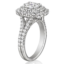 Henri Daussi Split Shank Double Halo Diamond Engagement Ring