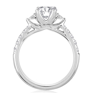 Signature Pave Three Stone Diamond Engagement Ring