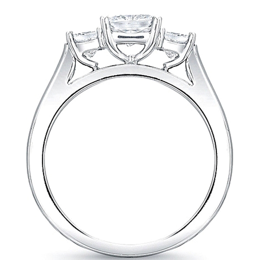 SCS1225C - Three Stone Round Diamond Engagment Ring w/ Pave